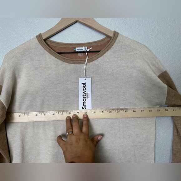 *** NWT Smartwool Shadow Pine Colorblock Sweater Top Almond Heather Women’s S - Picture 7 of 12
